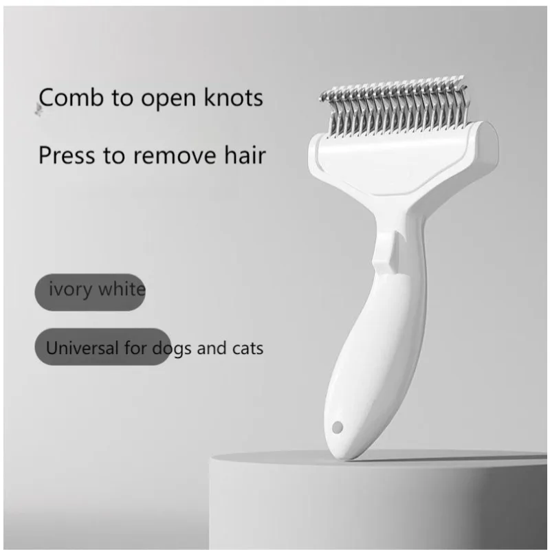 Pet Detangling Comb - Stainless Steel Grooming Tool for Cats & Dogs, Anti-Tangle Shedding Brush with Thinning Function