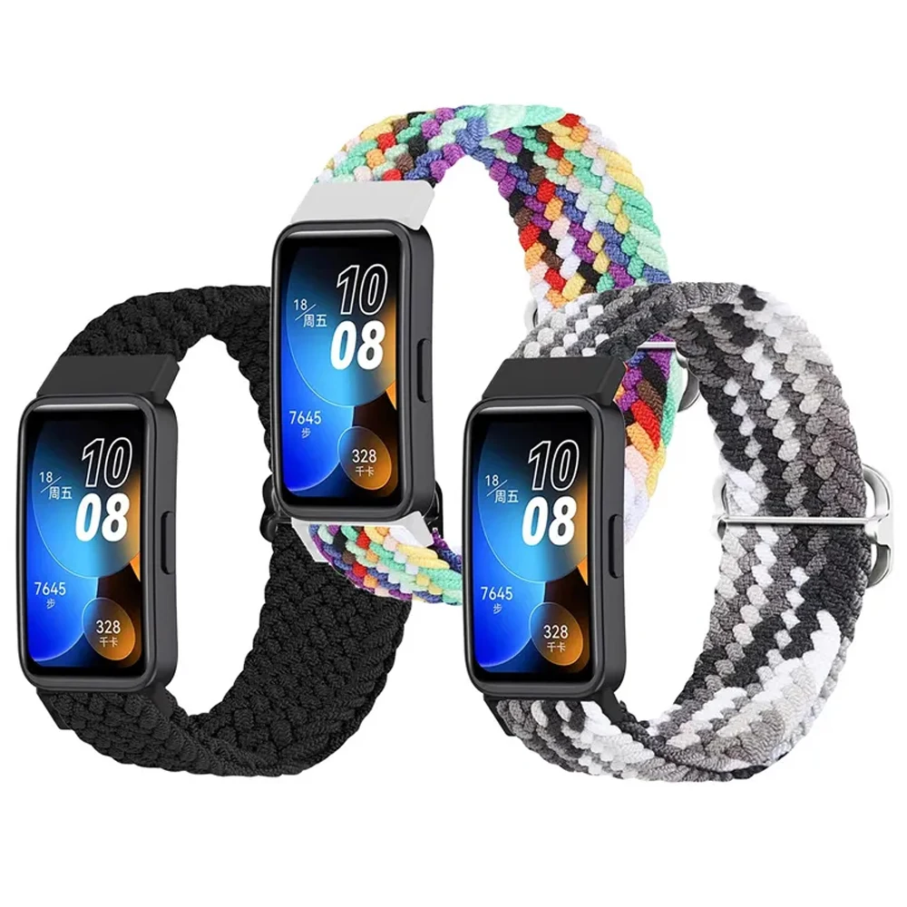 

Плетеный solo loop для Huawei Band 8 7 ремень аксессуары регулируемый ремень браслет эластичный браслет Correa Huawei Band8 7 band