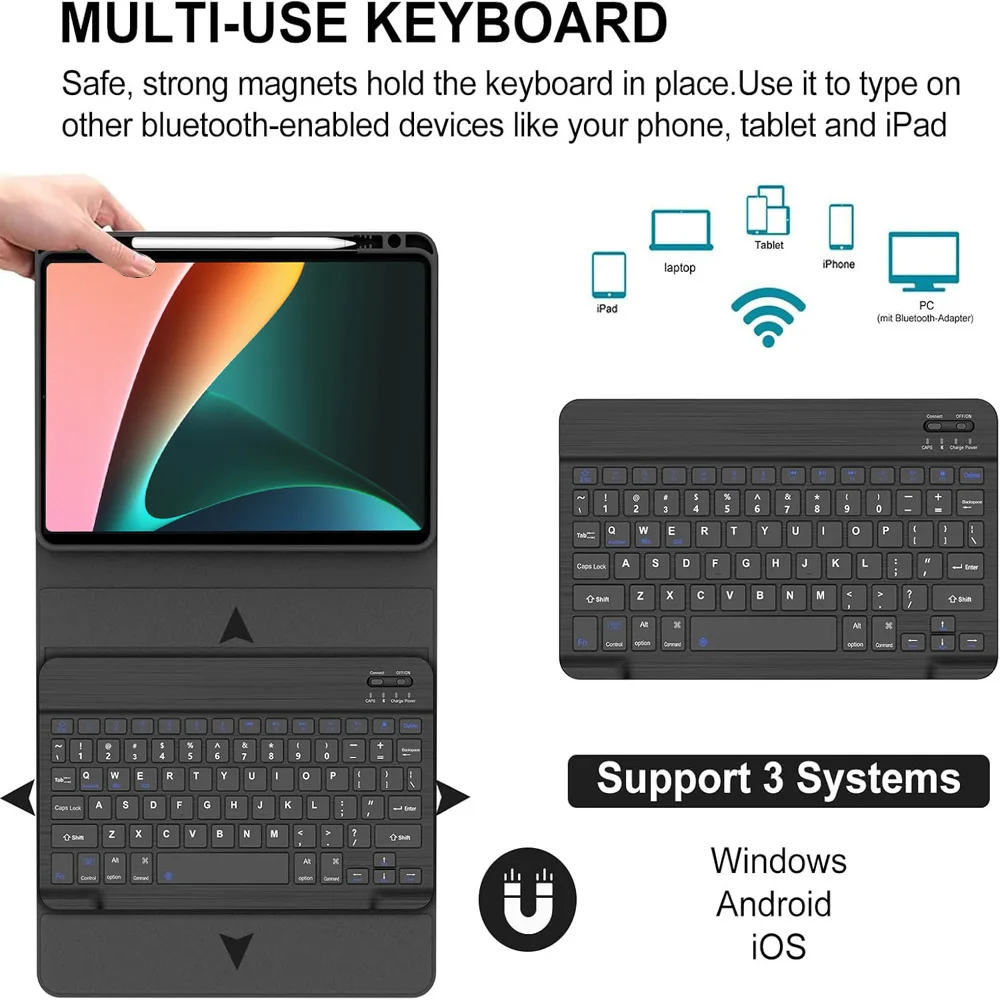 Elegant Bluetooth Keyboard Case with Pencil Holder
