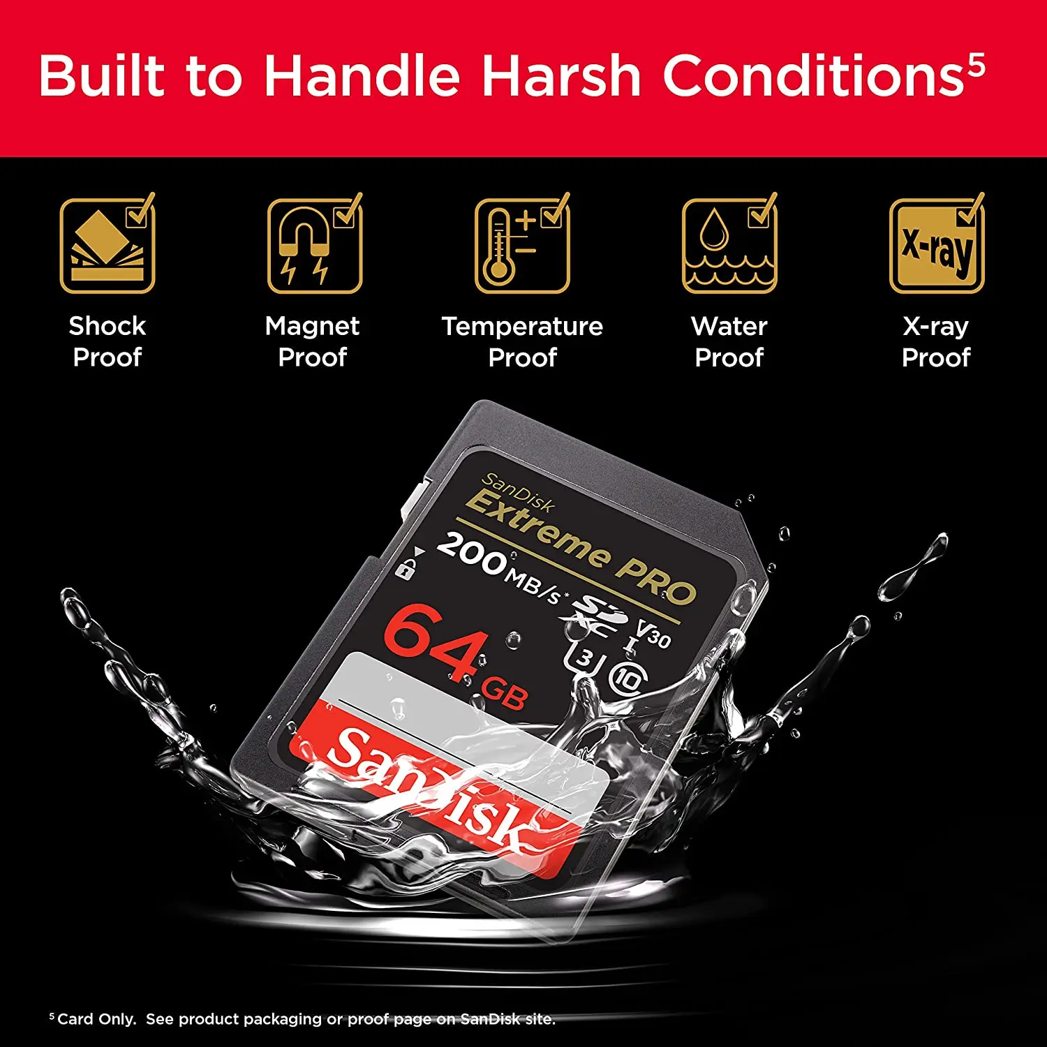 SanDisk-cartão de memória PRO Extreme para câmera, alta velocidade, até 200 Mbps, U3, 4K, vídeo UHD, C10, V30, SDHC, SDXC, UHS-I