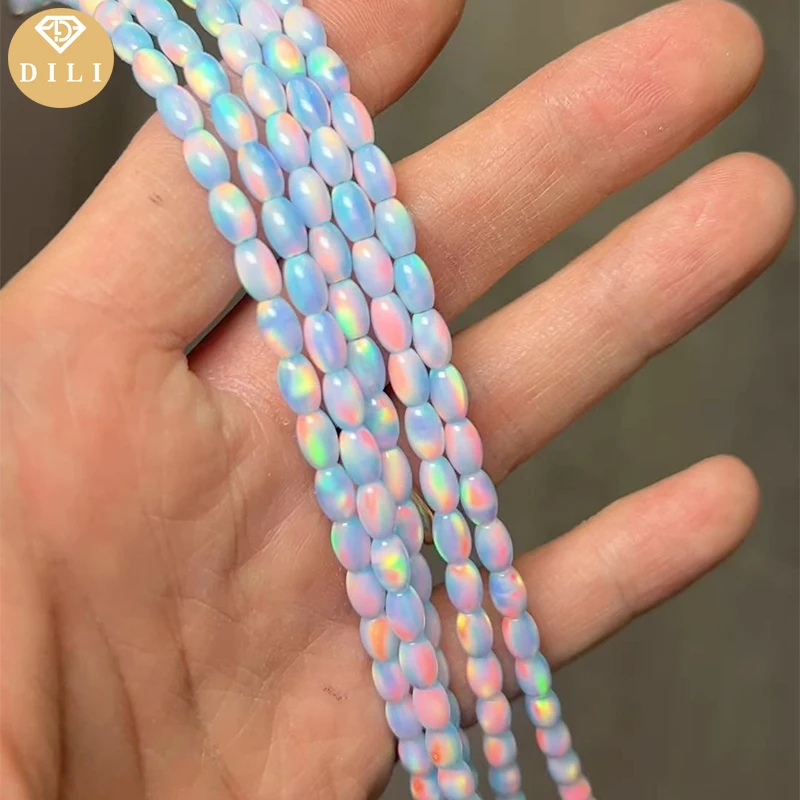 4x6mm OLP383 Pink Color Barrel Shape Synthetic  Aurora Opal Nebula Opal Bead in Strand