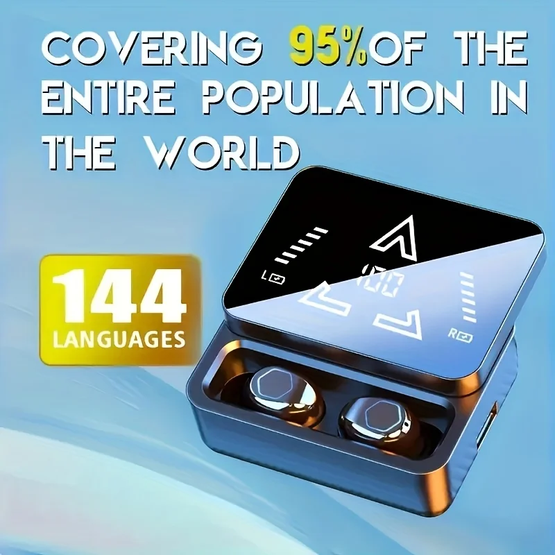 Language Translator Earbuds Smart 144 Languages High Accuracy Wireless Bluetooth Two Way Translator Device