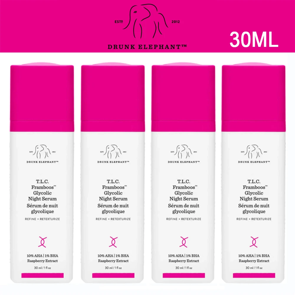 

4PCS Drunk Elephant T.L.C. Framboos Glycolic Removing Acne Blackhead Exfoliating Fruit Acid Rejuvenating Essence Serum 30ml