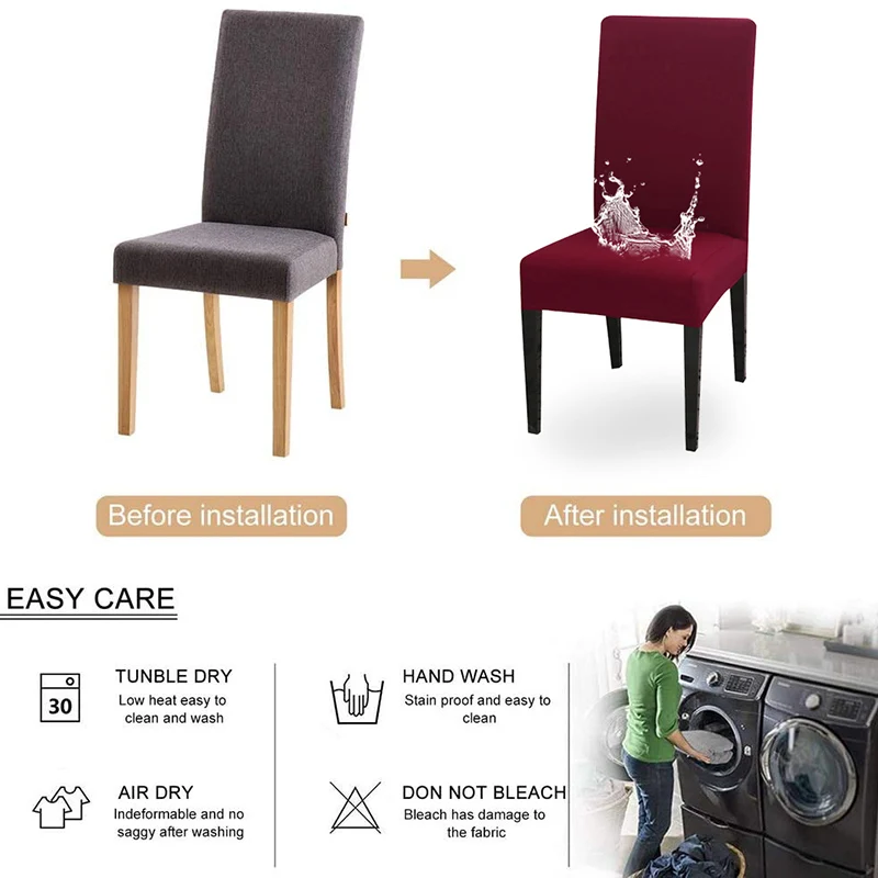 Waterproof Elastic Chair Cover for Dining Room Kitchen Wedding Hotel Banquet Restaurant Anti-dirty Seat Cover Housse De Chaise 4