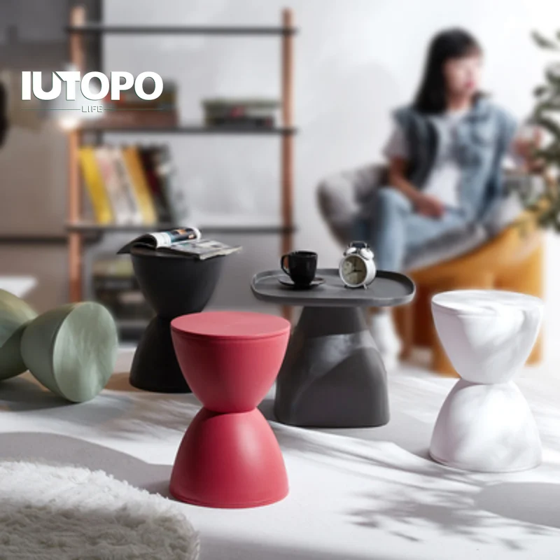 Nordic Hallway Ottoman Living Room Furniture Modern Minimalist Pouf Footstool Shoe Changing Pouf Thickened Plastic Waiting Stool