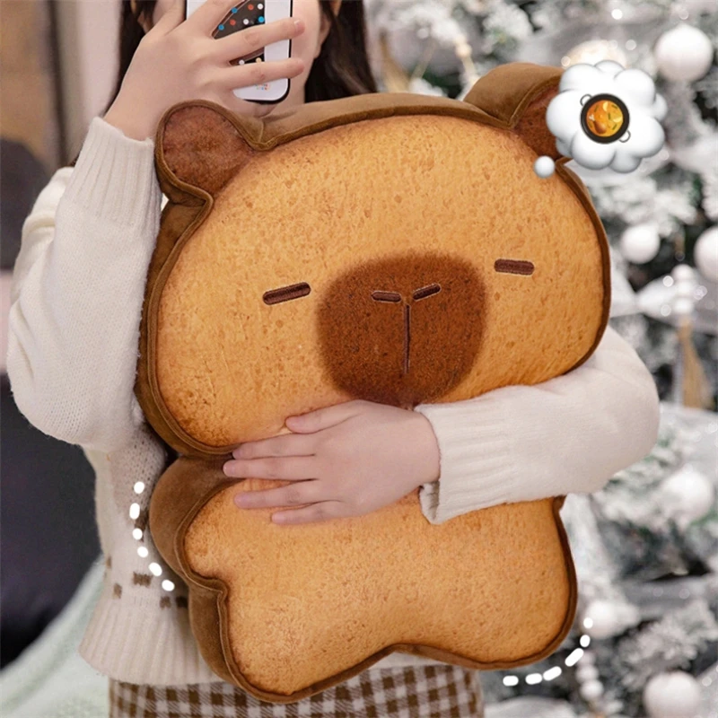 Kawaii Plush Biscuit Capybara Throw Pillow Capibara Cake Cookie Toast Keychain Sofa Cushion Nap Sleeping Toys Birthday Gift