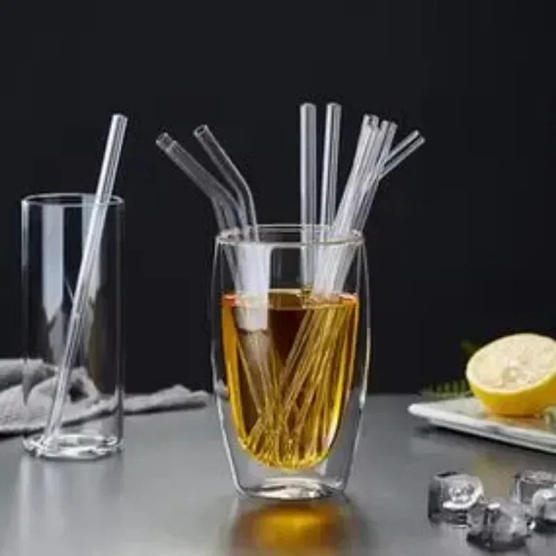 Glass Straw Set Drinking Straws 1Pc 200*8mm Clear Glass Straws for Smoothies Cocktails Healthy Reusable Eco Friendly Drinkware Accessory