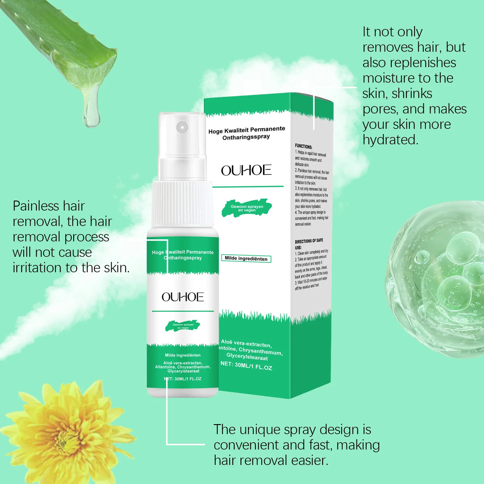 Spray depilatorio indolore per ascelle gambe e braccia_voghion.com