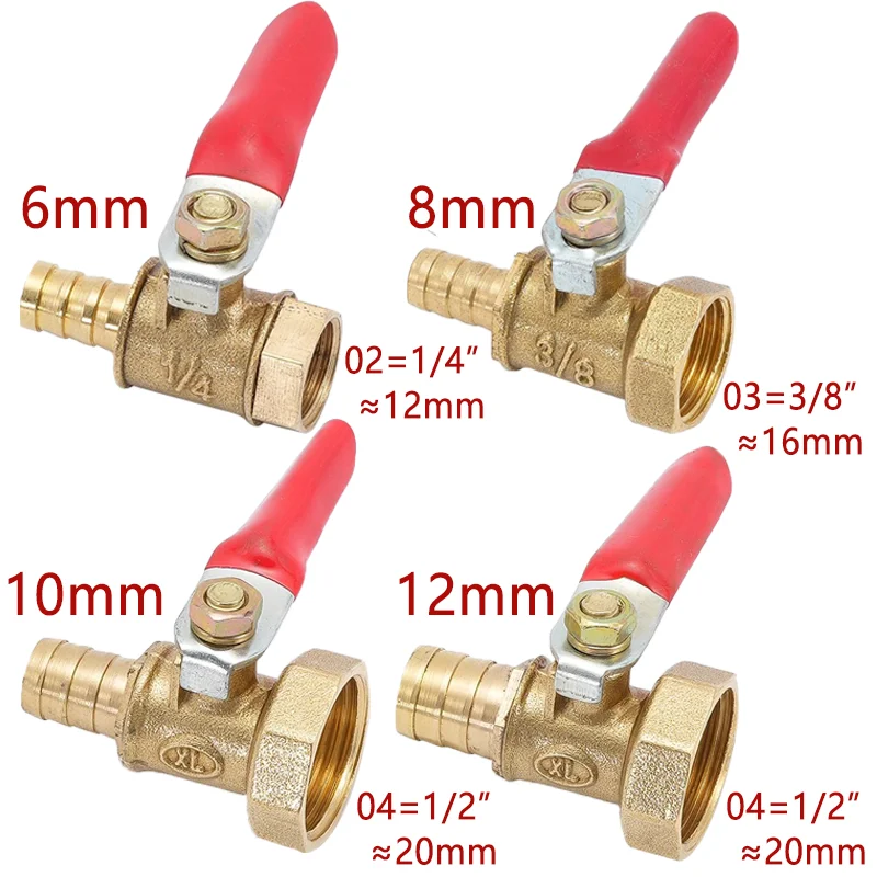 10pcs 1/8'' 1/2'' 1/4''Hose Barb BSP Female Thread Straight Barbed Brass Connector Joint Copper Pipe Fitting Coupler Adapter