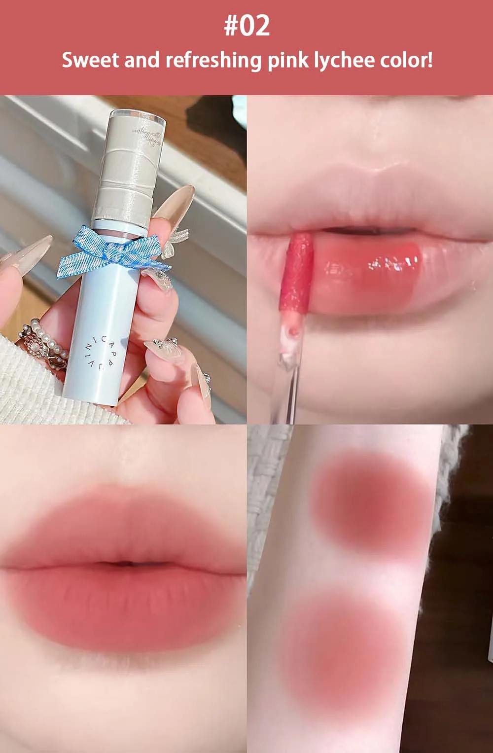 Hydrating Mirror Glossy Liquid Lipstick Reddish Brown Lip Tint_voghion.com