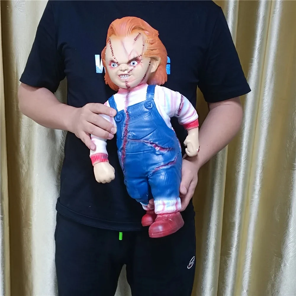 Chucky Doll Original Seed of 1/1 Stand Statue Horror Collection Doll Figure Child's Play Good Guys Big Chucky Halloween 45CM