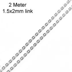 Stainless Steel Gold - Tone & Silver - Tone Link Chain for DIY Jewelry Making (Multiple Lengths & Widths Available) (Steel 1.5x2mm 02)