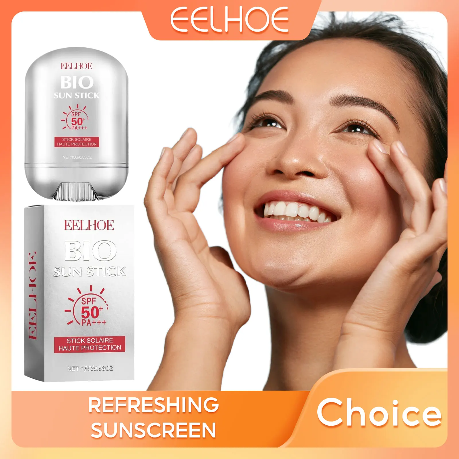Facial Body Sunscreen Cream SPF 50+ UV Protector Sun Block Isolation Cream Stick Waterproof Refreshing Oil-control Skincare 15g