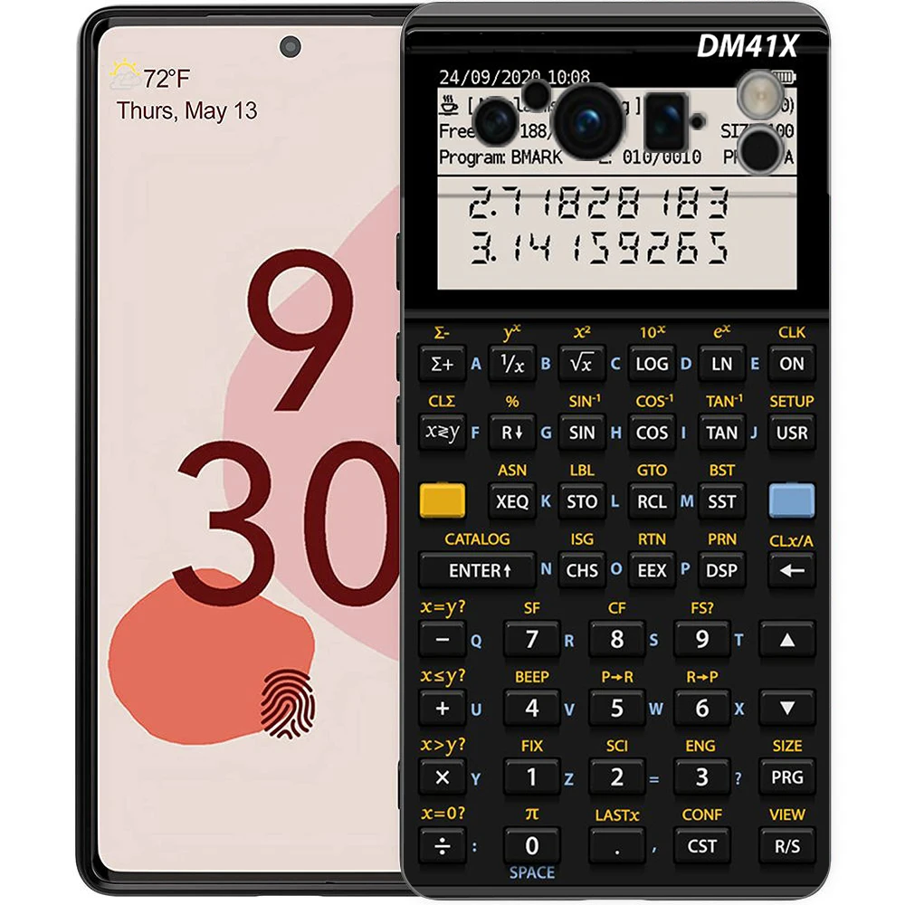 Vintage Calculator Design Shockproof TPU Phone Case - Soft Black Cover