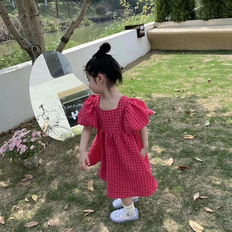 여아용 버블 슬리브 원피스, 백리스 원피스, 코디하기 쉬운 공주 스커트, 스타일..