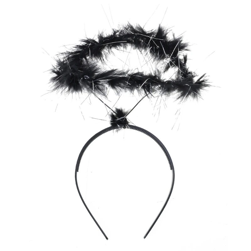 Feather Halo Headband Angel Feather Hairband Non Slip Christmas Headpiece Photo Props Fancy Dress Cosplay Accessories