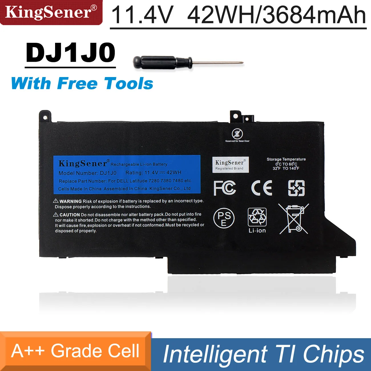 Bateria do Portátil Dell Latitude 12 7000 7280 7380 Série 7480 Pgfx4 Onfoh Dj1jo 0nf0h 11.4v 42wh Kingsener-dj1j0