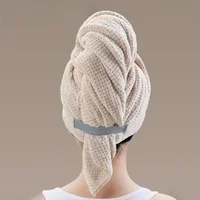 Women's Large Microfiber Hair Towel Dry Hair Towel with Elastic Band Quick Drying Towel Long Thick Curly Hair Super Soft Towel 2