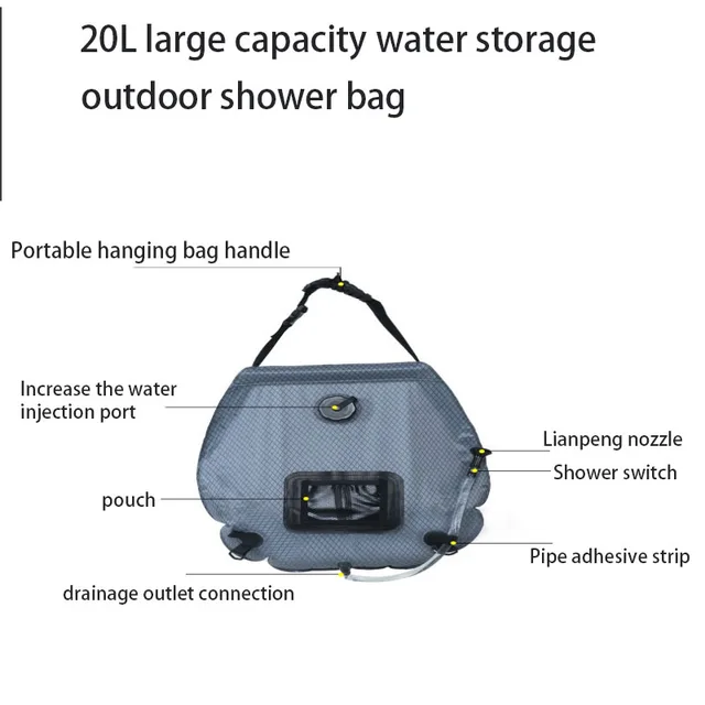 20L Outdoor Camping Shower Water Bag