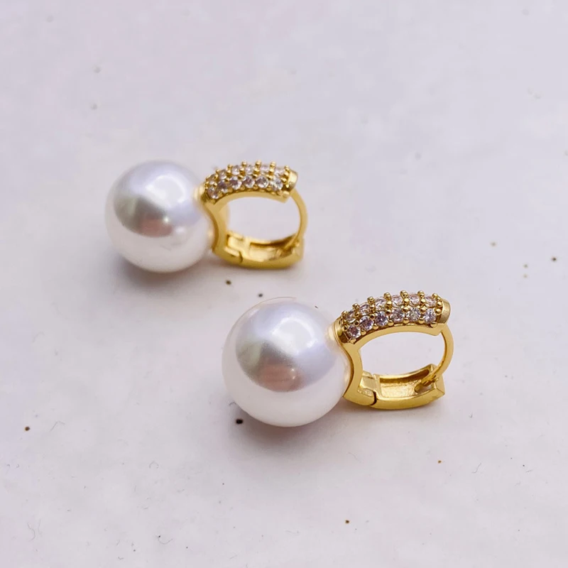 2022 Fashion Romantic Pearl Earrings Jewelry Zircon Drop Earrings for Women Temperament Wedding Party Ornaments Wholesale - Image 5