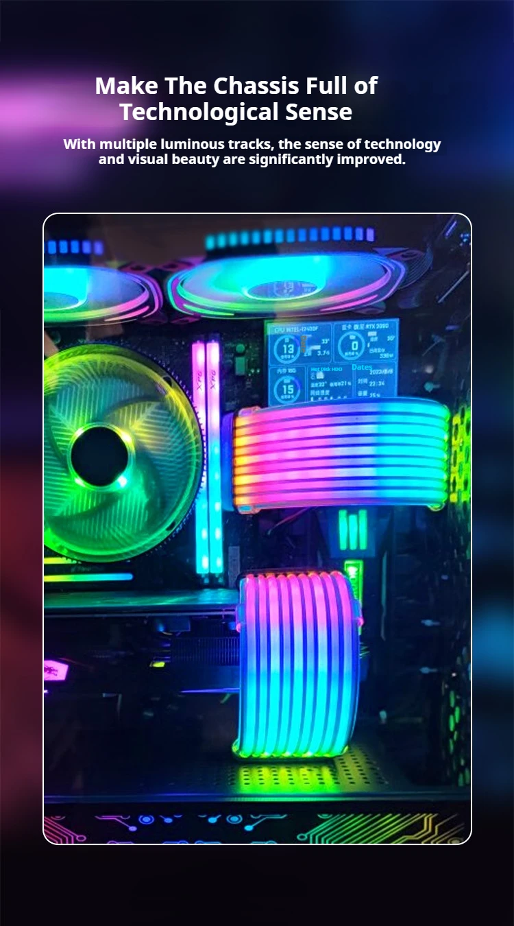 TEUCER AG-07 RGB Rainbow PC Addressable 5V 3Pin ARGB DIY Light Board for Motherb