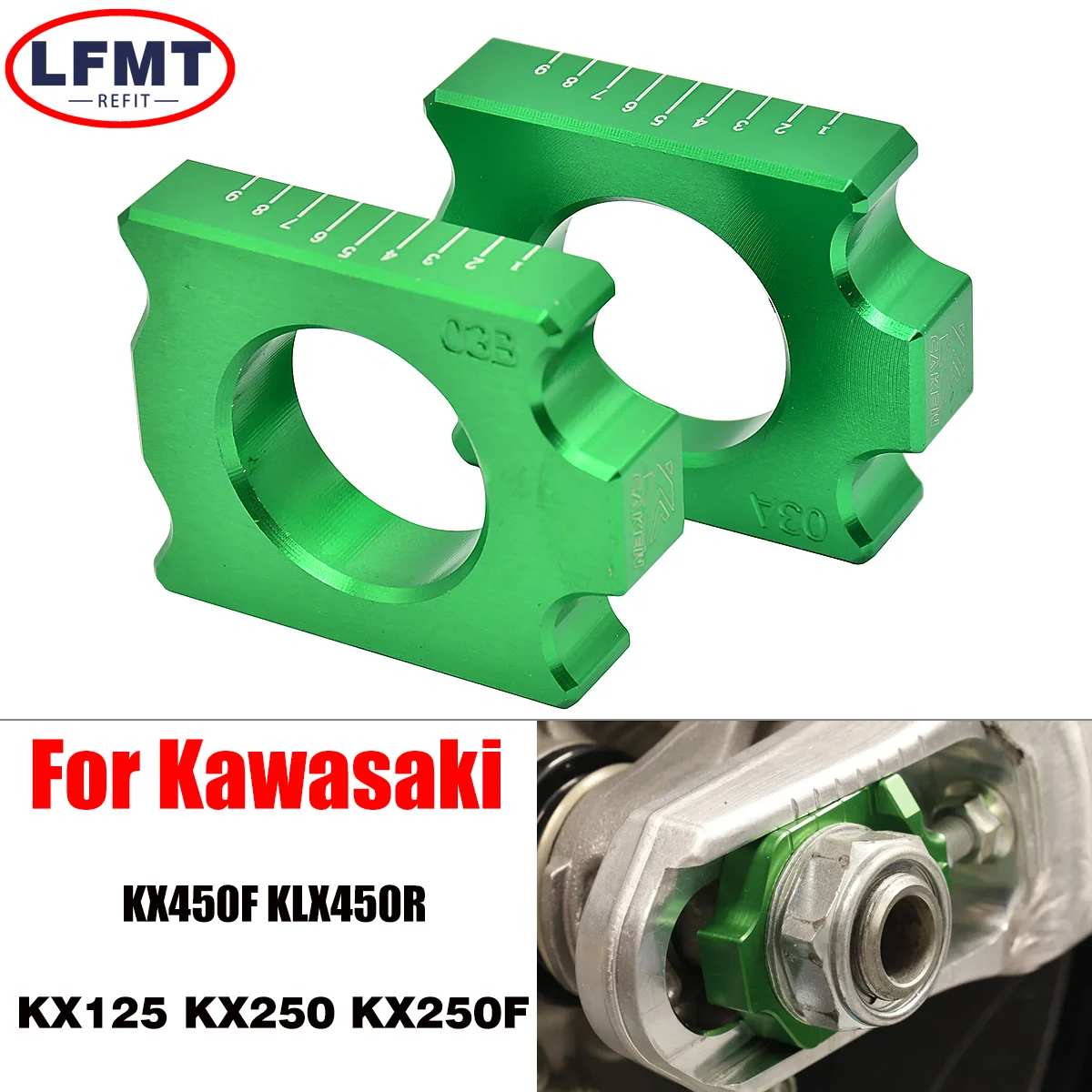 

CNC Rear Chain Adjuster Axle Block Protection Cap For Kawasaki KX125 KX450F KLX450R KX250 KX250F For Suzuki RMZ450 450Z RMZ250