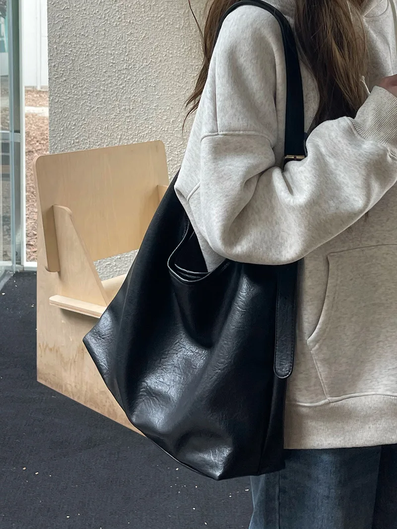 CGCBAG Lage вместительные сумки через плечо для женщин, Высококачественная мягкая кожаная сумка-тоут, простая однотонная роскошная дизайнерская женская сумка через плечо
