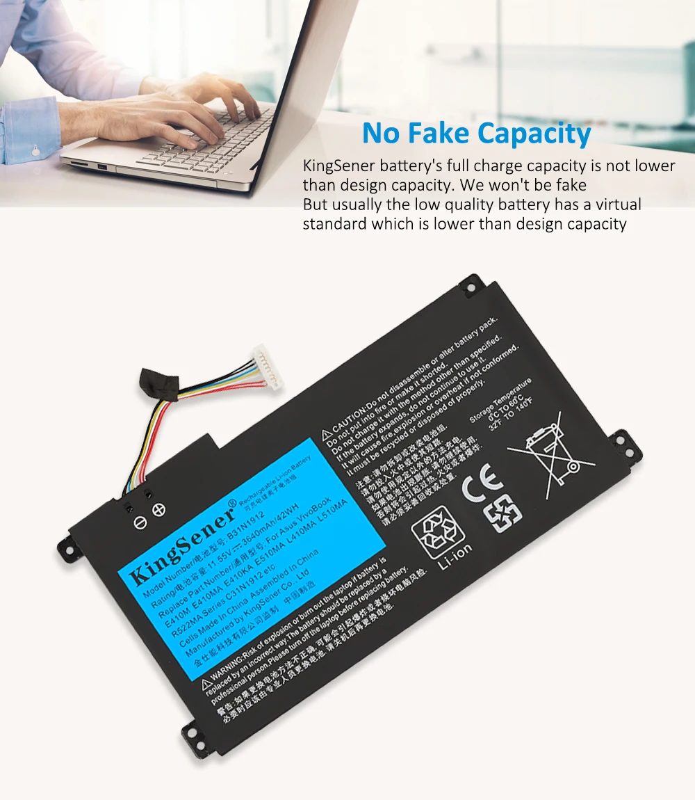 Kingsener-bateria do Portátil para Asus Vivobook 14 E410ma-ek018ts Ek026ts Bv162t F414ma E510ma Ek017ts C31n1912 L410ma 42wh - Imagem 2