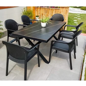 Tavoli e sedie da esterno cortile per il tempo libero villa in legno di plastica terrazza all'aperto giardino cortile all'aperto in famiglia impermeabile 1