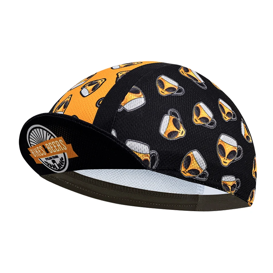 Illustration style cycling cap, summer polyester sweat absorption, pop, unisex, cycling cap boutique, striped, geometric, forest 4