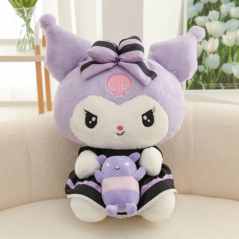 60cm Sanrio Kuromi Plush Doll Toy Kawaii Soft Stuffed Kuromi Plush Doll Anime Cartoon Ragdoll Dol Home Decor Girls&kids Kid Gift sanrio hello kitty sundries hand account book storage bags cinnamoroll my melody kuromi cartoon anime student pencil bag gift