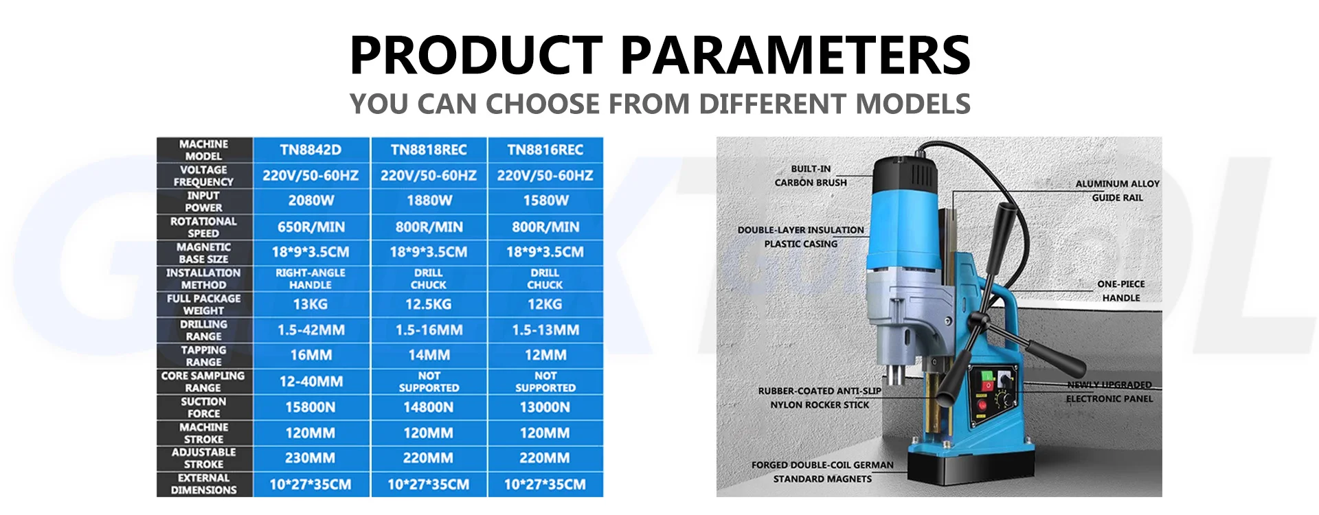 Industrial Grade Magnetic Seat Drill 220V High-power Small Portable Suction Ferr