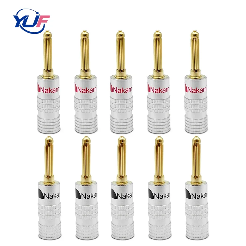 

10Pcs/5Pairs 24K Gold-plated 4MM Banana PLUGS Banana Connector With Screw Lock For Audio Jack Speaker Plugs