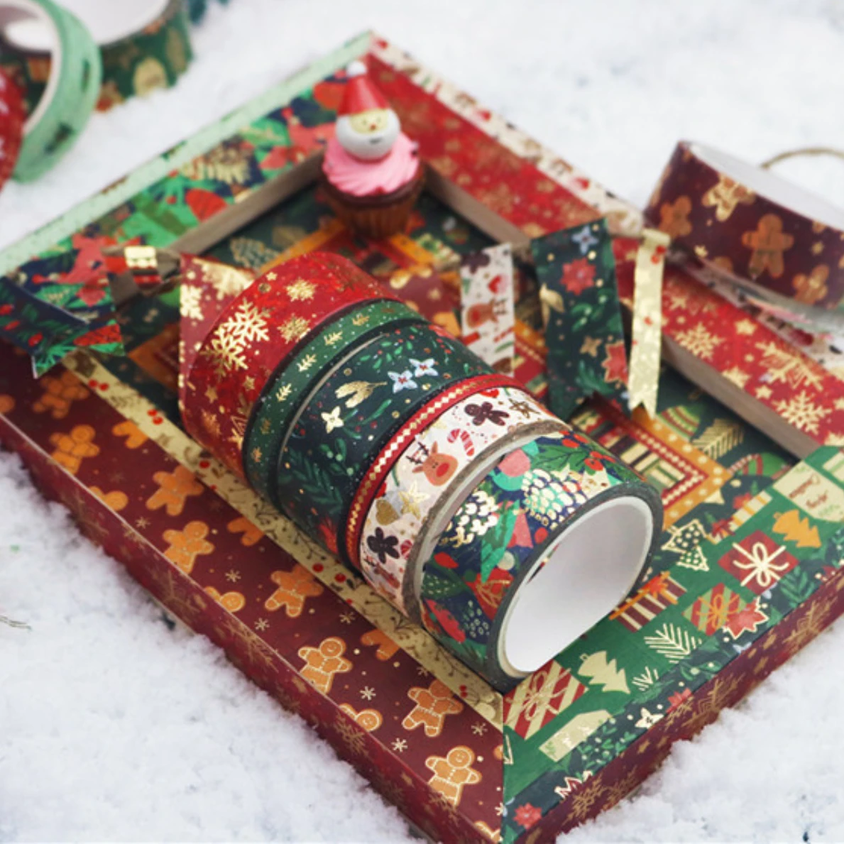 21 pcs/set Merry Christmas Gilding Washi Tape Set Scrapbooking Diy Journal Stationery Masking Tapes Deco Art Supplies Gift 6