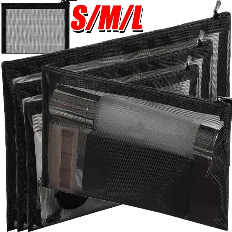 Makeup Organizer Cosmetic Bag Cosmetic Storage Bag Toiletry Bag Makeup Bag Cosmetic Case 1/3pcs Black Mesh Cosmetic Bags Portable Travel Toiletry Organizer Lipstick Storage Pouch Handbag Holder Clear S/M/L