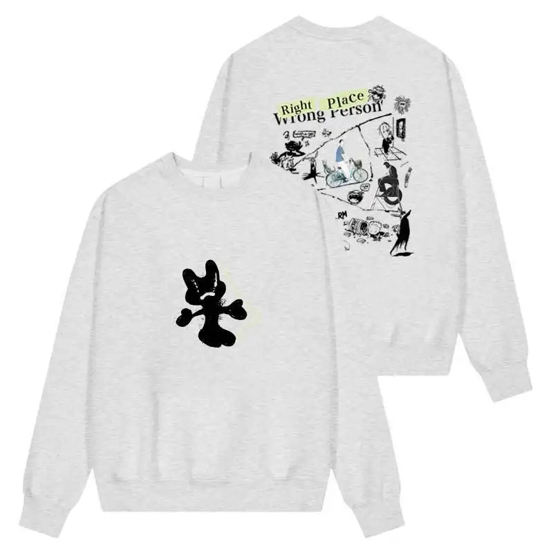 アイドル BTS RM Right Place wrong Person Hoodie Kpop RM Right Place Wrong Person Men/Women Hoodie Around Print