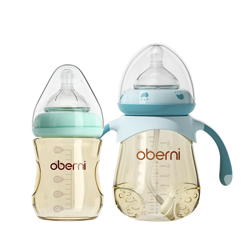 Oberni Baby Bottle Feeding Set for PPSU Materials 150ml+240ml Wide Neck with supper soft Silicone nipple