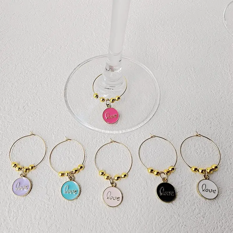 Set of 6PCS LOVE Wine Charms New Fashion Design Wine Glass Charms Rings  Marker Christmas Wine Glass Marker Charms - AliExpress