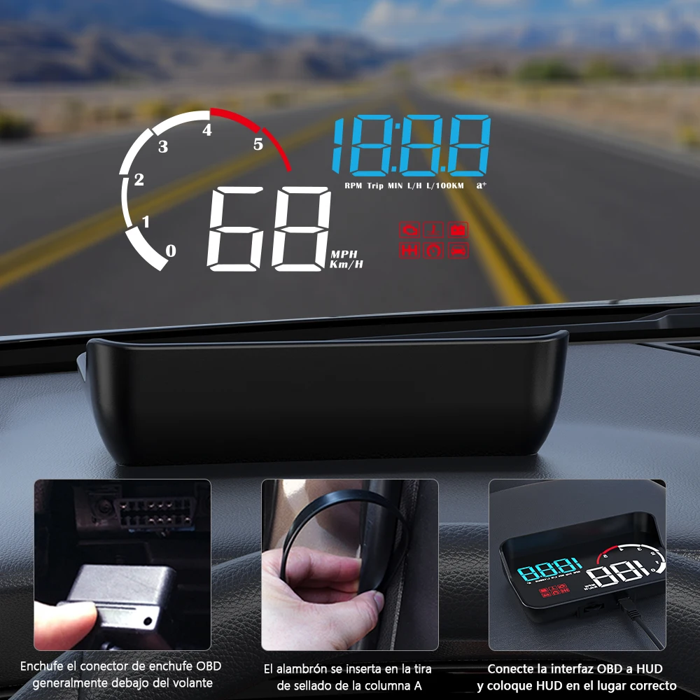 WIIYII M10 OBD2 ڵ HUD º ǻ Km/H MPH   ÷ ӵ   , ڵ 