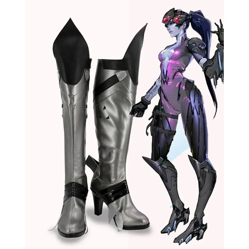 

Сапоги для косплея по игре ow Widowmaker, парик, обувь на Хэллоуин, Рождество, изготовленные на заказ