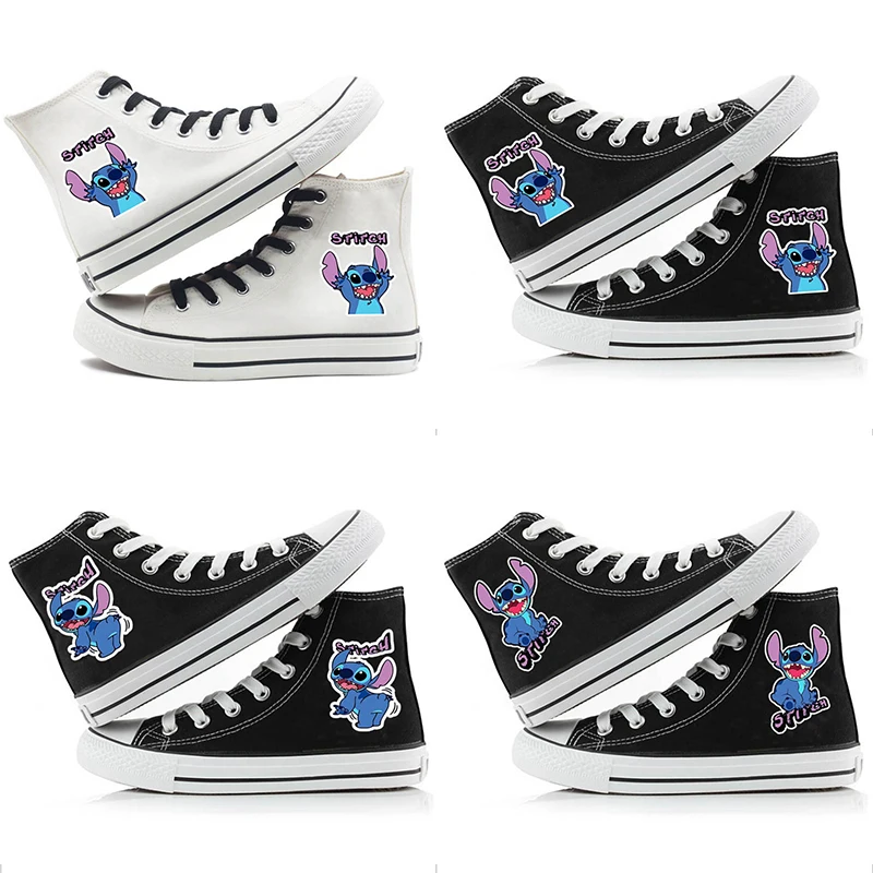 

Anime Stick Couple Canvas Shoes Kawaii Stick Doll Printed High Top Canvas Shoes Korean Version Breathable Men's and Women Shoes