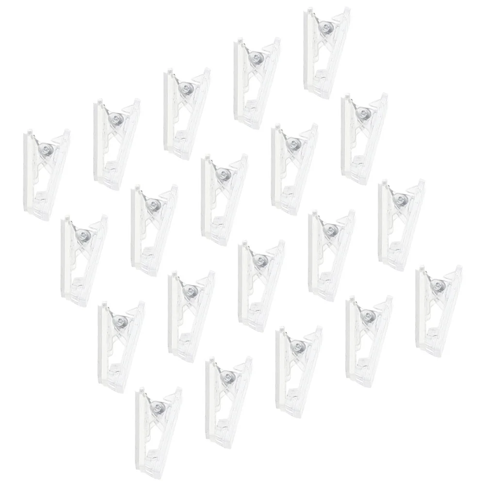 

20 Pcs Self-adhesive Clip Spring Tapestry Documents Plastic Badge Pp Name Tag Small Clear Clips DIY