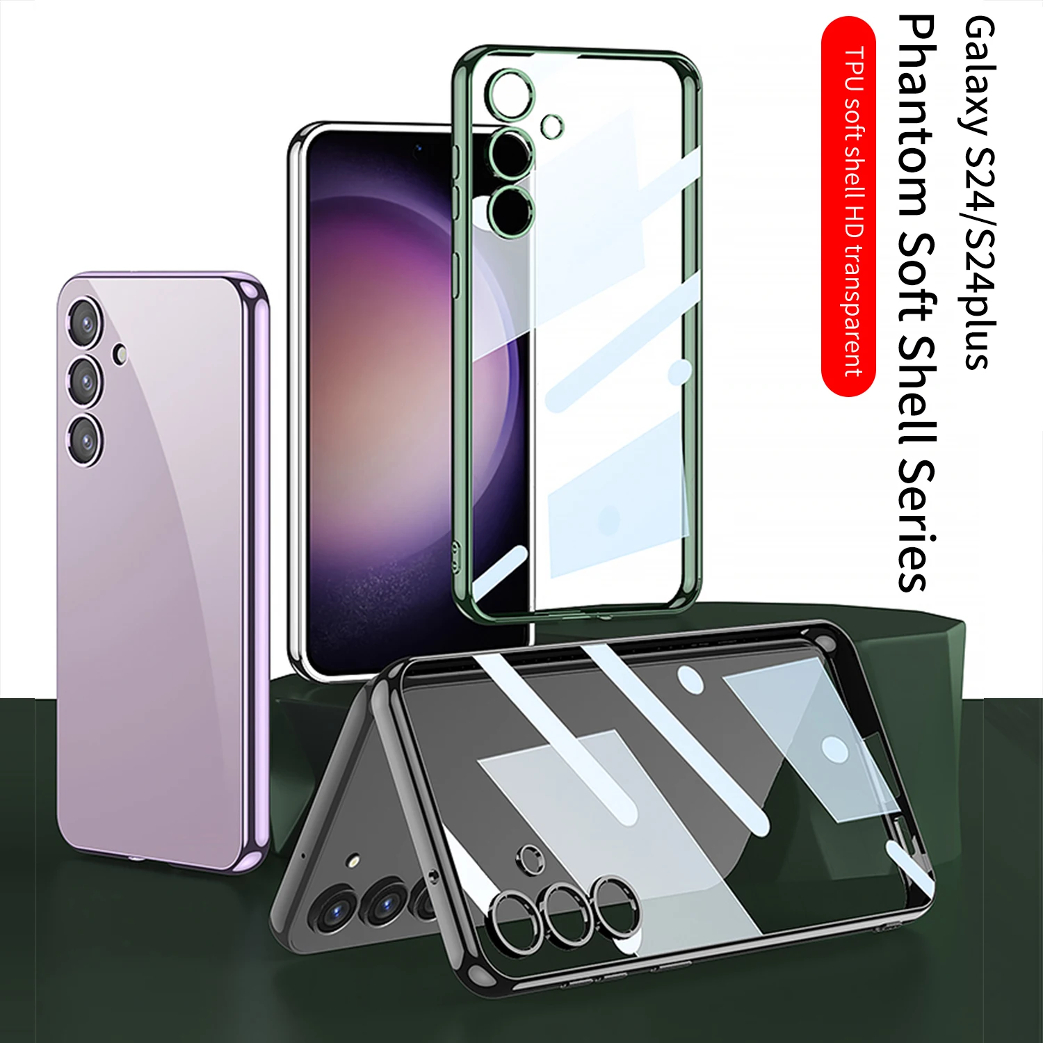 

ACC- Cellphones For Samsung Galaxy S24 Ultra Plus S24U S24 5G New Ultra Thin Soft TPU Transparent Camera Protect Case Back Cover