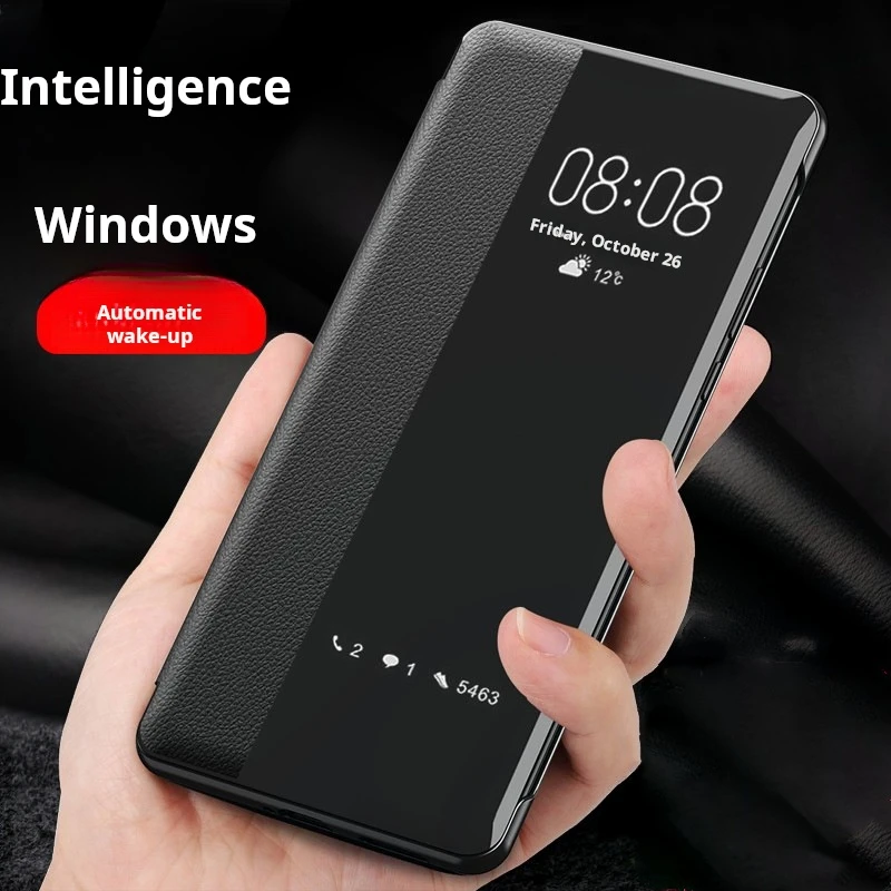 Hochwertige Business-Sichtfensterhülle für Samsung Galaxy S26 Ultra S25 Edge S24 FE S23 S22 Leder Smart Flip Anti-Drop Cover – Detail 2
