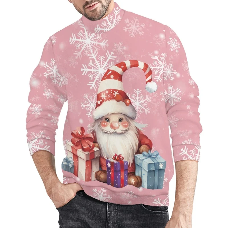 

2023 Couple Style Men Jumpers Loose Fit Snowflake Elk Pattern Crochet Pullovers Long Sleeve Christmas Crew Neck Vacation Outfit