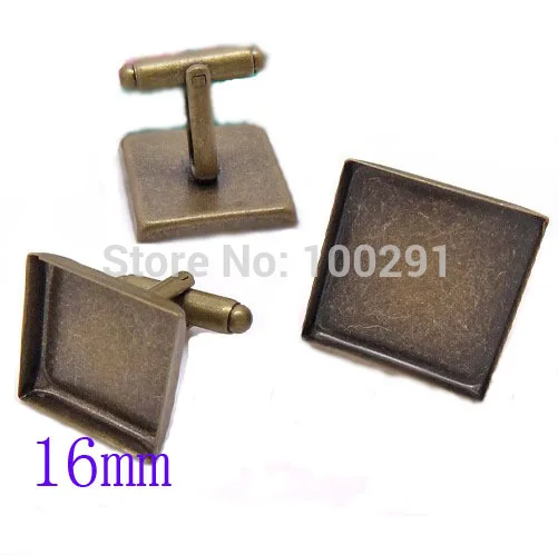

brand new 200 Pieces/16mm Antique Bronze Tone Square Blank French Cuff Links~Cufflinks
