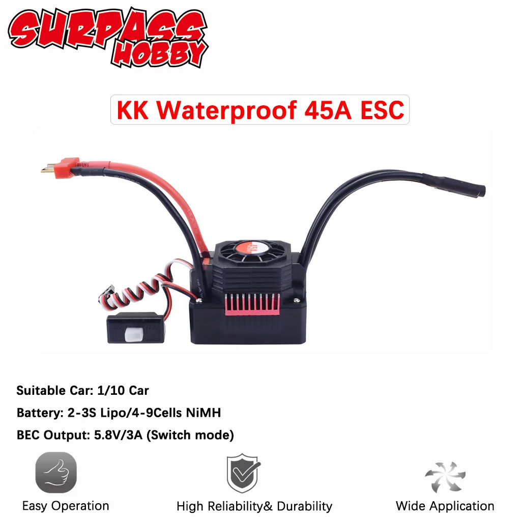 High-Performance Waterproof Brushless ESC with T/XT60 Plug for RC Cars