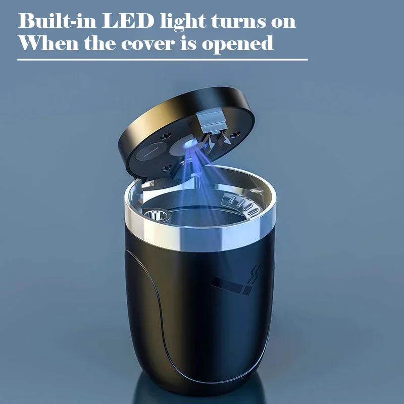 휴대용 LED 연기 자동차 재떨이, 담배 재떨이, 자동 조명 표시기, 컵 거치대, 1 개