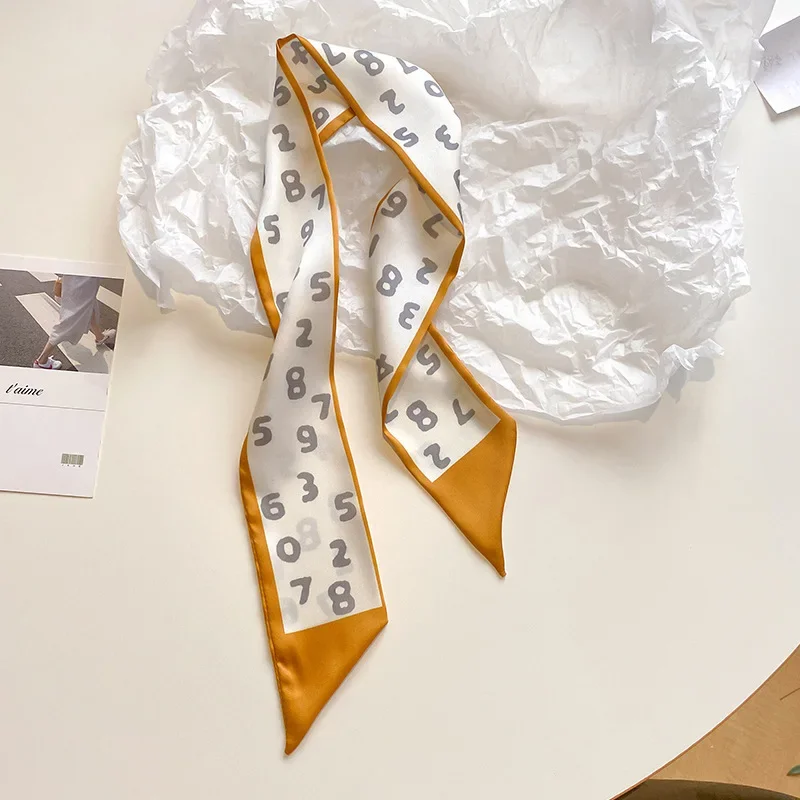Yellow Pastel Multifunctional Silk Scarf, Women's French-Inspired Accessory