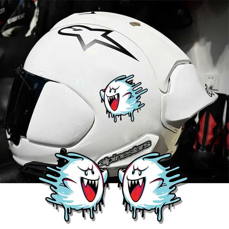 JDM Melting Ghost Motorcycle Helmet Stickers Motocross Waterproof Decals for Side Body Fuel Tank Racing Window Trunk Decoration reflective motorcycle car devil s eye reflective fairing sticker decoration helmet waterproof decal car window tape accessory